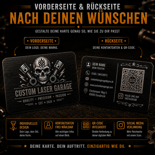 CLG Premium Aluminium Visitenkarten mit Lasergravur & QR-Code