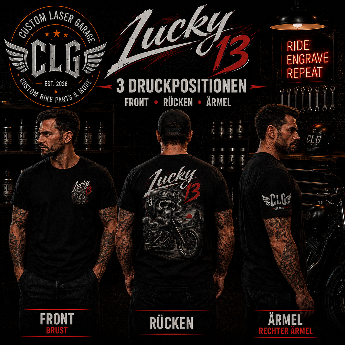 Lucky 13 – Road Reaper Biker T-Shirt