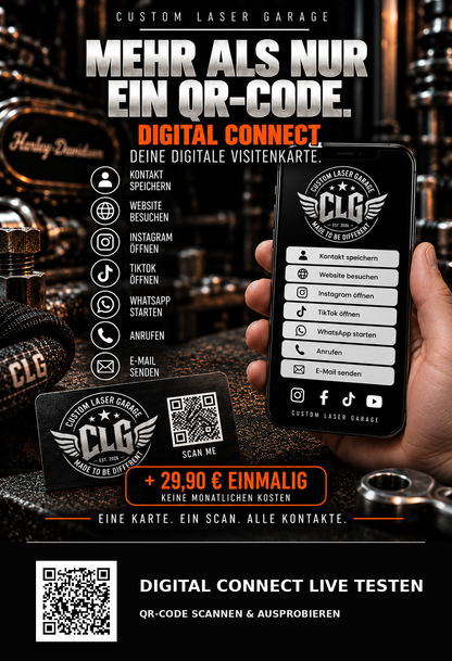 CLG Premium Aluminium Visitenkarten mit Lasergravur & QR-Code