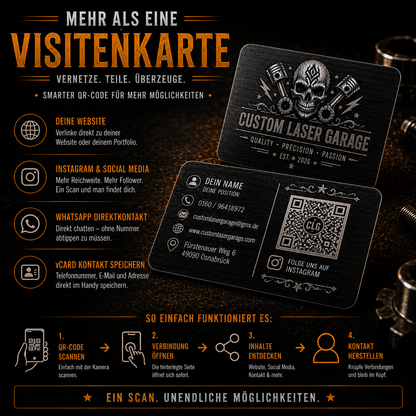 CLG Premium Aluminium Visitenkarten mit Lasergravur & QR-Code