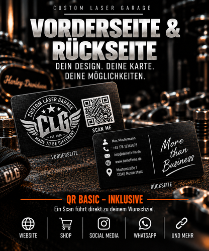 CLG Premium Aluminium Visitenkarten mit Lasergravur & QR-Code
