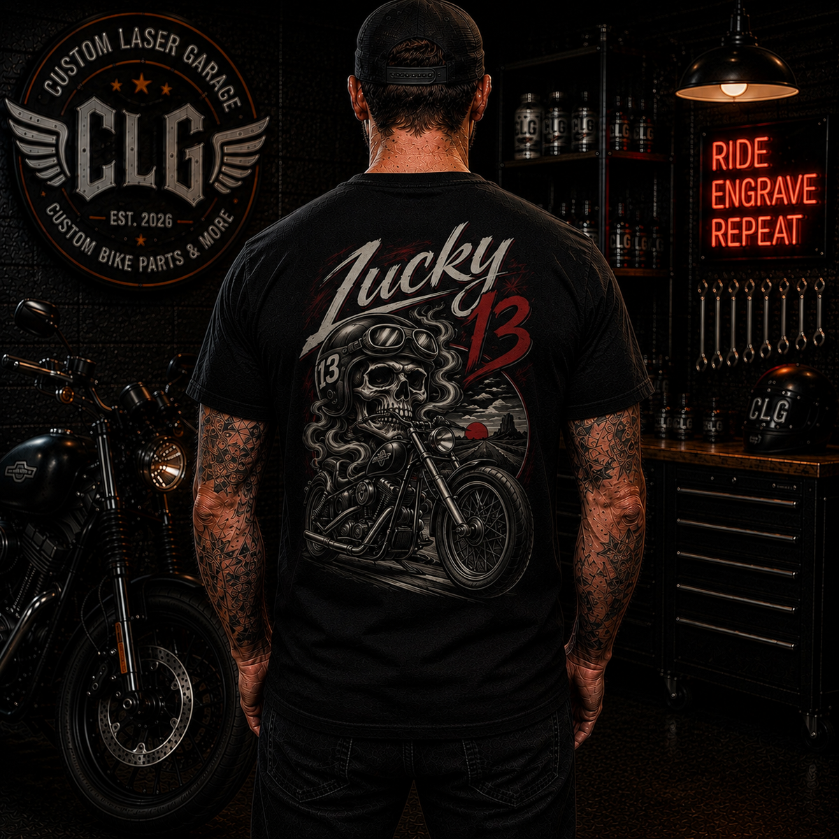 Lucky 13 – Road Reaper Biker T-Shirt